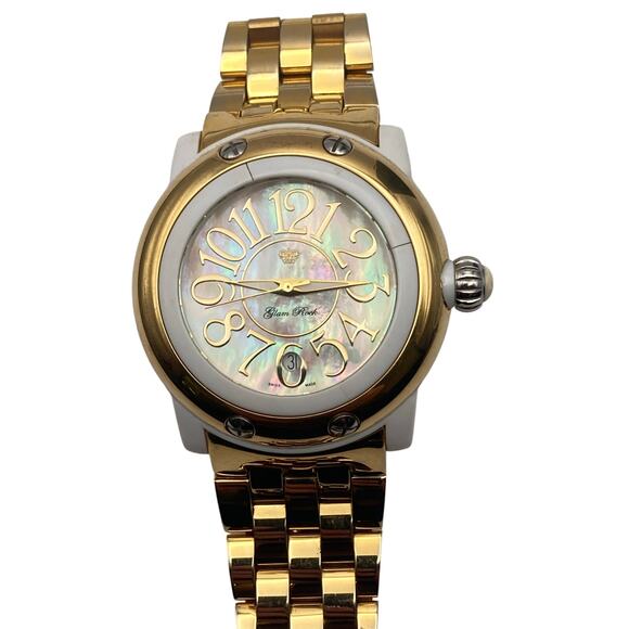 Glam Rock Swiss Womens Watch 46mm New Battery Date WR 10ATM Small Wrist 5-5.25 - Picture 1 of 11